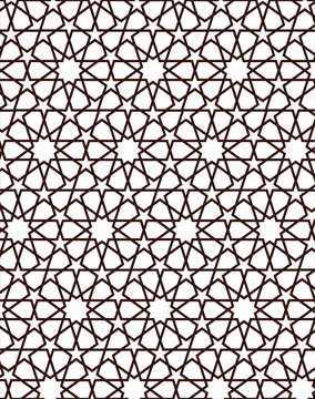 Seamless Islamic geometric pattern in deep red