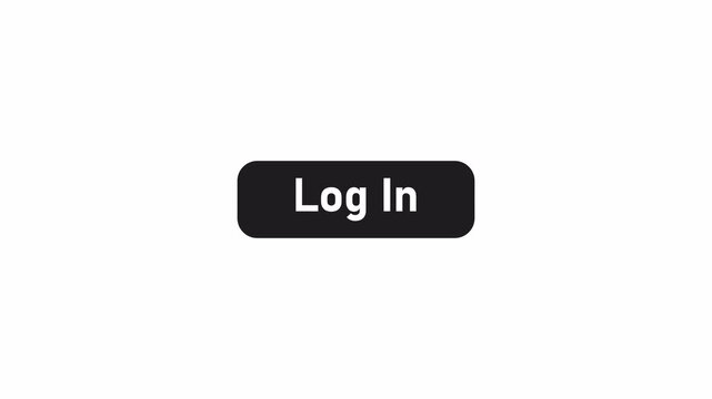 Animated Log In Button UI Element with Smooth Animation, Modern Black Rounded Social Media Button on Transparent Background
