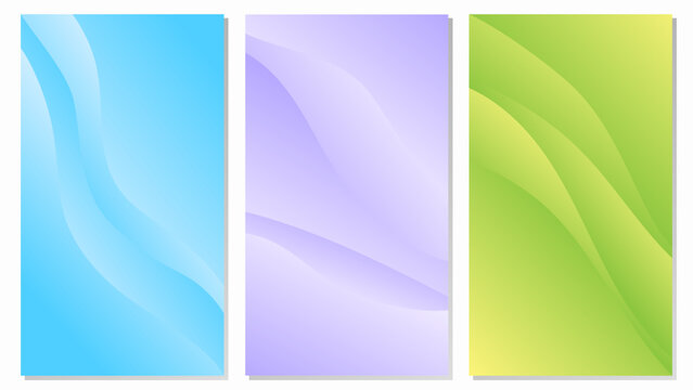 Set Illustration Abstract Background With Hand Drawn Organic Shapes Smooth Shapes and Modern Minimal Style Blue Purple Green Gradient Color Design Vector. Ideal for Social Media, Banner, Cover, Poster