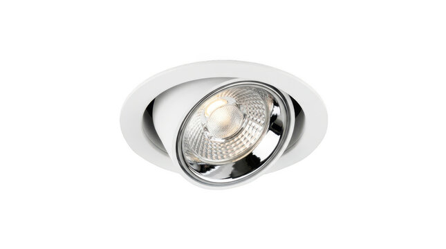 Modern adjustable recessed ceiling spotlight isolated on transparent background