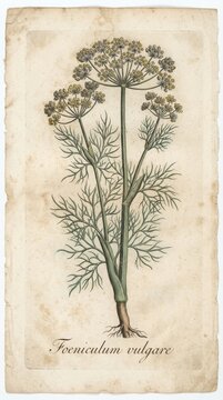 Collectible botanical print of Foeniculum vulgare, a versatile herb for culinary wall art