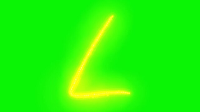 Diagonal glowing yellow light streak isolated on green screen light effect motion light energy beam abstract light