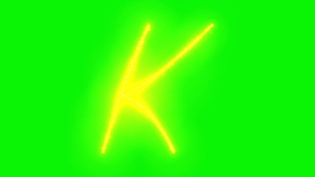 Vertical glowing yellow light streak isolated on green screen light effect motion light energy beam abstract light