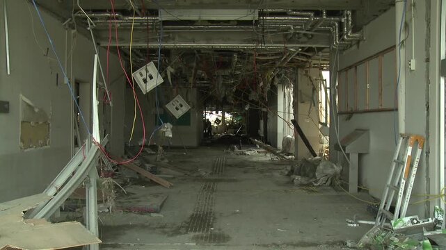 Interior Of Destroyed Building In Aftermath Of Tsunami In Japan