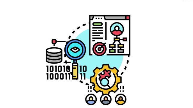 Data analyst job concept, career journey steps from data exploration and processing to skills acquisition and professional development for an entry level position