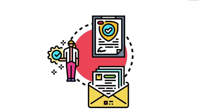 Person confirms explicit consent and data privacy approval, receiving an official document with a signature after processing the request with secure information in a letter