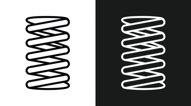 Mechanical spring vector graphic illustration with black and white outline designs for creative projects