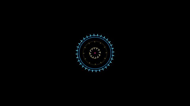 Futuristic mechanical chronometer visualization featuring a 32-tooth cyan gear, rotating gold vernier timing scale, central counter-rotating escapement mechanism, and luminous magenta precision jewel 