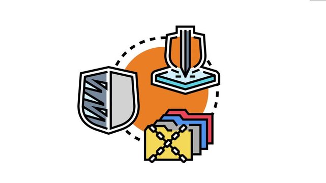 Shields and chained folders robust digital security, protecting sensitive data and files from unauthorized access and cyber threats