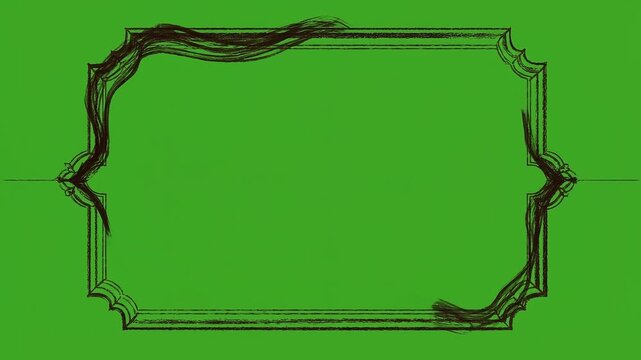 Chroma key frame border screen video overlay template background green bracket symbol calm shape graphic element line design curve decorative art