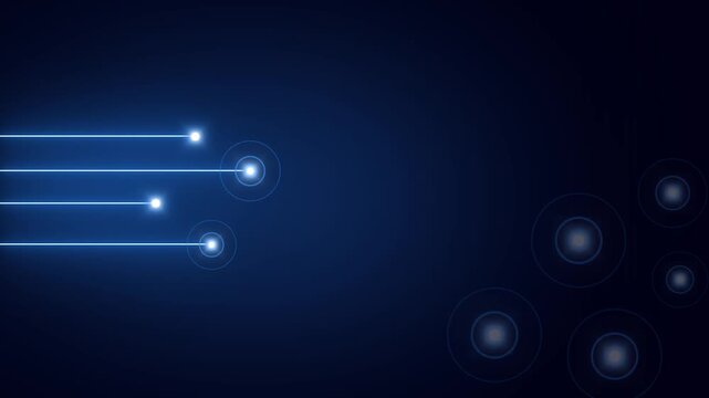 Technology background animation displays horizontal lines on dark. Data communication streams on technology background. Digital telemetry powers technology background.