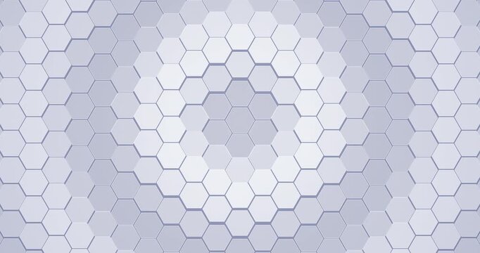 Hexagon grid ripple animation, pulsing light on pearl blue