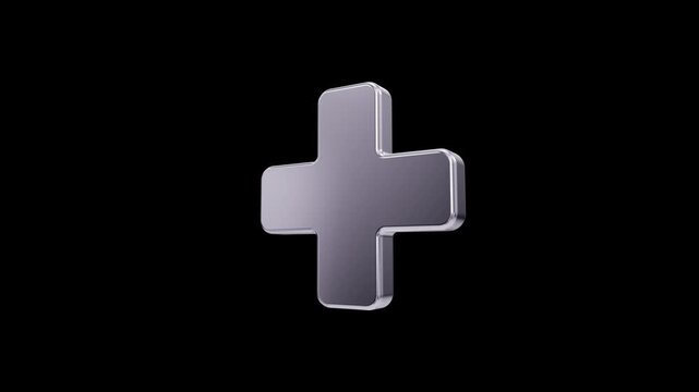 Shiny chrome plus sign addition symbol