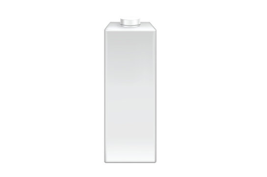 Blank White Tall Rectangular Beverage Carton Packaging Mockup