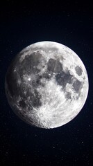 Obraz premium Detailed Full Moon Astronomy Close Up Black Background