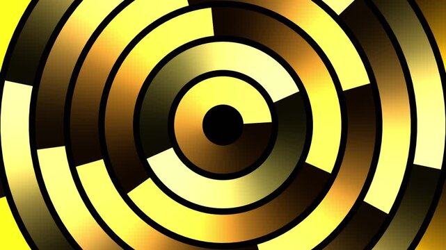 Background with rotating orange  concentric rings, 4k computer seamless graphic animation.