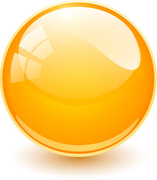 Shiny orange crystal ball icon, vibrant orange orb with reflection.