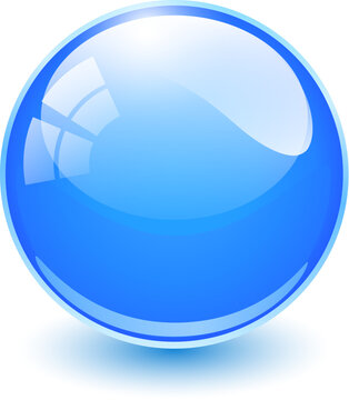 Shiny blue crystal ball icon, vibrant blue orb with reflection.