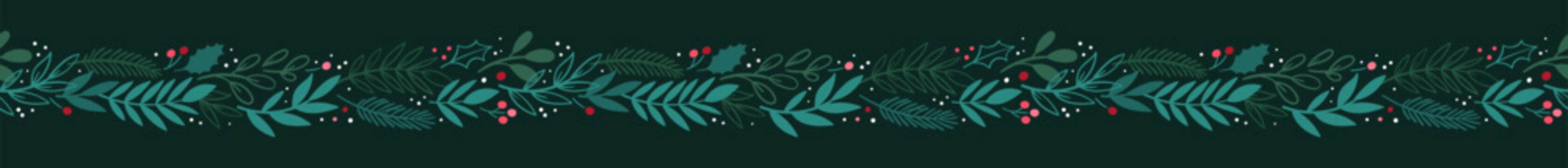 Lovely hand drawn Christmas seamless pattern, cute greenery, flowers and snowflakes, great for textiles, wrapping, banners, wallpapers - vector design