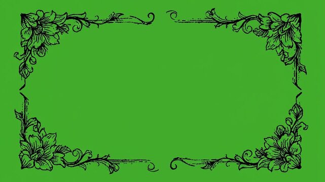 Green decorative floral border frame layout background artistic calm vector corner flourish elegant pattern graphic ornament abstract botanical