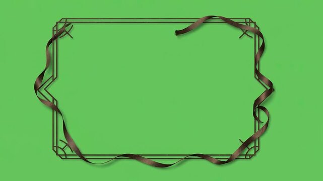 Black frame ribbon green background border decorative elegant festive banner blank card celebration greeting concept luxury layout design holiday