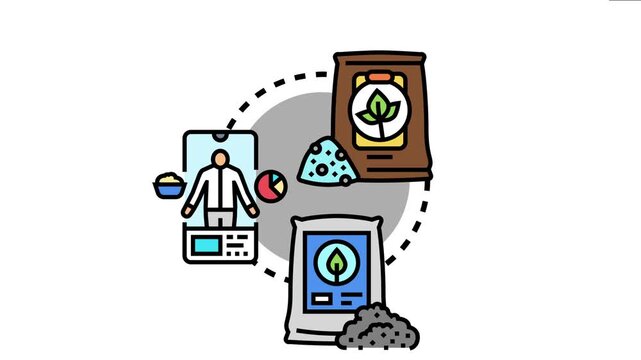 Nutrient exchange network visualizes essential elements moving between soil amendments, plants, and data tracking for sustainable agriculture and resource management