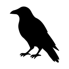 Fototapeta premium Black crow silhouette vector isolated on transparent background, perfect for minimalist designs, logos, greeting cards