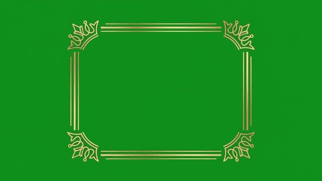 Golden frame border decorative royal elegant green background luxury banner vintage ornament style antique gold design graphic ornate pattern