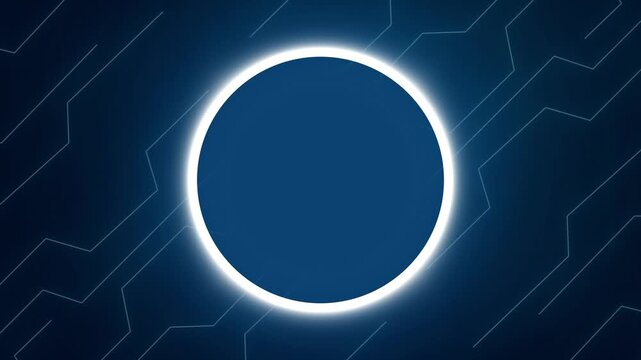 Circle frame animation displays glowing borders on circuit tracks. Empty center space opens inside this circle frame animation. Modern screen overlays use circle frame.