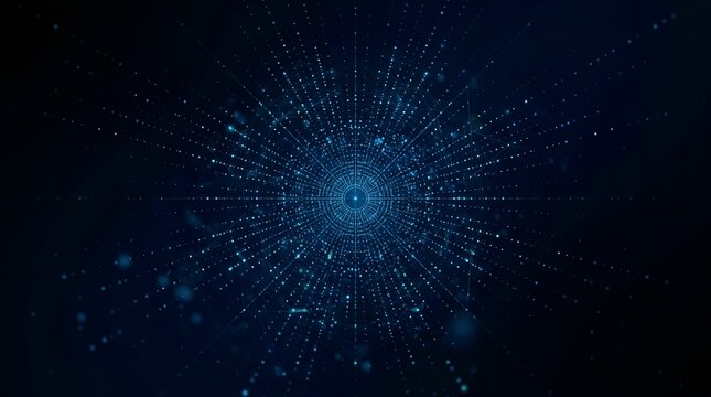 Futuristic digital technology background, dark blue big data network explosion, glowing particles abstract cyber tunnel wallpaper