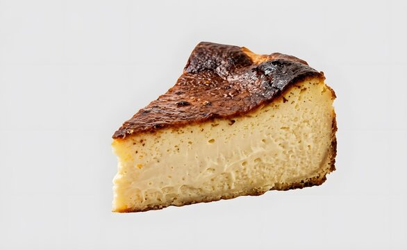Creamy Burnt Basque Cheesecake Slice with Caramelized Top and Rich Custard Texture