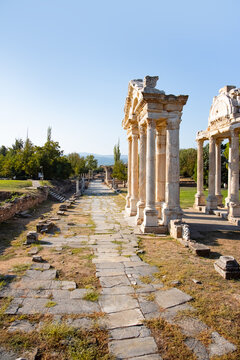 Tetrapylon monumental gate at Aphrodisias archaeological site - Aydin, Turkey