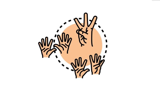 Hands representing children raising up learning and achieving numeracy excellence, showing a successful educational process and understanding of numbers