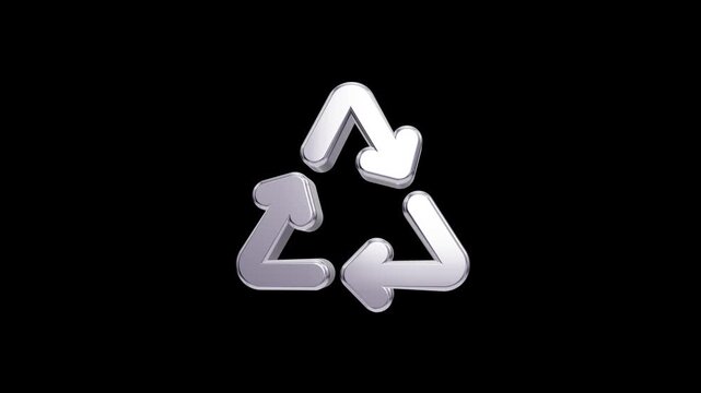 Polished metallic three arrow recycling symbol icon