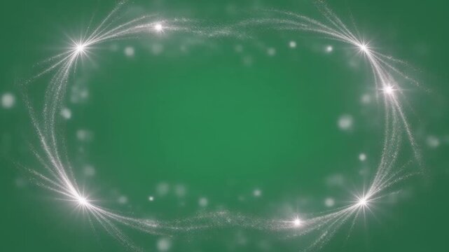 Abstract magical glowing light circle frame joyful green background graphic pattern design element sparkle magic flare mystery peaceful joy serene
