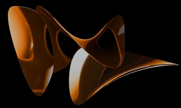 Twisting bronze 3D sheets crossing in space