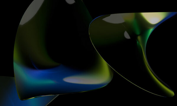 Translucent blue 3D surface sweeping across black