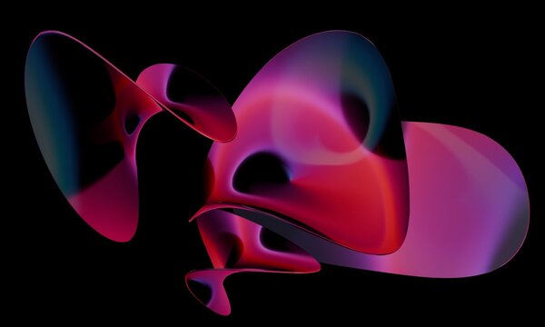 Magenta 3D folded surface with violet and teal gradients