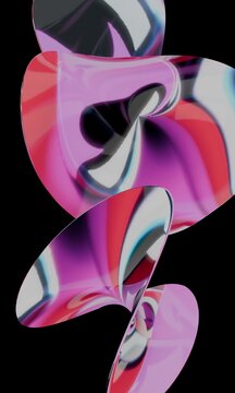 Glossy pink 3D forms stacked in motion