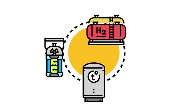 System depicting the safe and secure storage of highly radioactive waste and alternative energy sources like hydrogen with specialized containers for environmental protection
