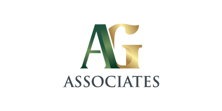 Luxury AG Monogram Logo Vector Template featuring Emerald Green Letter A and Gold Leaf Letter G for AG Associates, Law Firm, Legal, Finance, Real Estate, and Corporate Brand