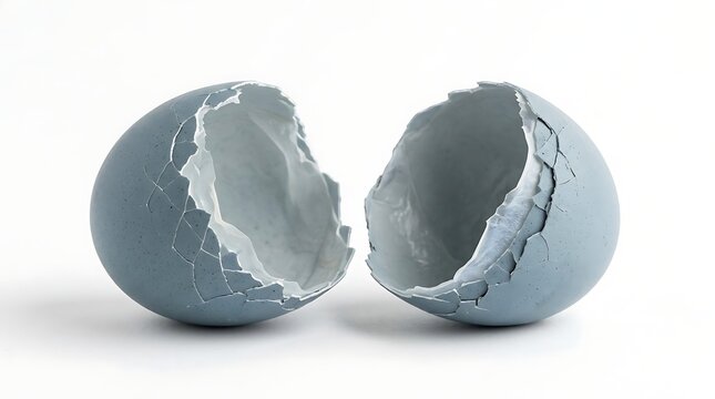 Cracked open egg shell showing empty interior space
