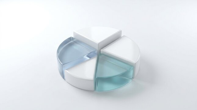 Pie Chart Segments with Blue and Green Sections on a White Background. Data Visualization Concept for Business and Finance Reporting.