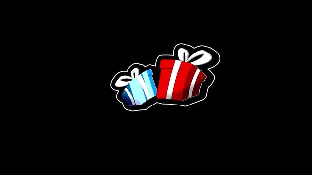 Animated Red and Blue Gift Boxes on Transparent Background