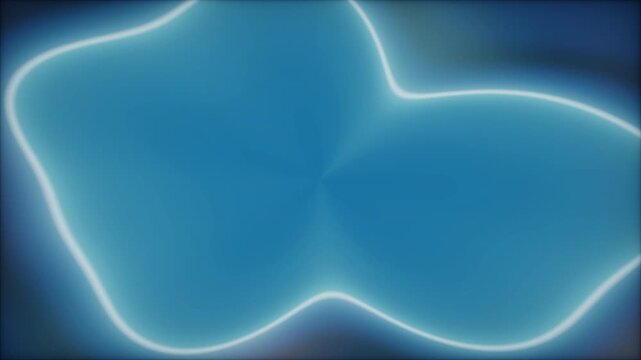 Glossy royal blue fluid liquid frame undulating smoothly with glowing cyan neon light for digital copy space