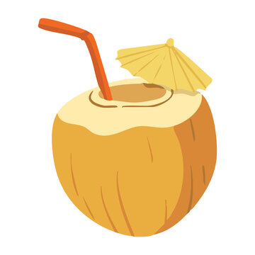 Coconut Drink With Straw Tropical
