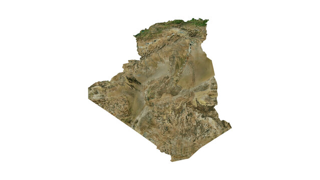 ALGERIA Geological Map with Hillshade Relief, High Resolution Terrain PNG