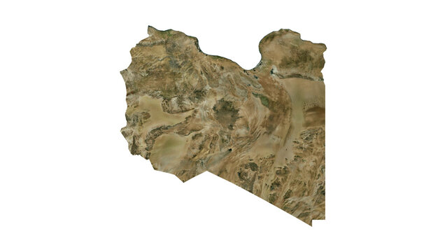 LIBYA Geological Map with Hillshade Relief, High Resolution Terrain PNG