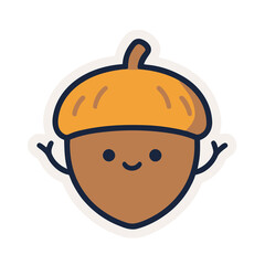 Cute cartoon acorn character with smiling face © arfan