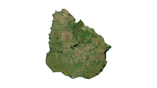 Uruguay Geological Map with Hillshade Relief, High Resolution Terrain PNG
